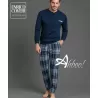 Pigiama Enrico Coveri punto milano garzato tartan blu EP2067