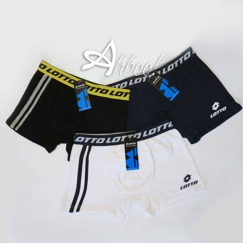 mutande tri-pack boxer uomo Lotto doppia riga su fianco bianco - blu - nero