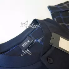 Pigiama uomo estivo elegante Enrico Coveri blu pantalone quadrotti EP1008