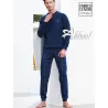 Pigiama uomo estivo Enrico Coveri blu pantalone quadrotti EP1008