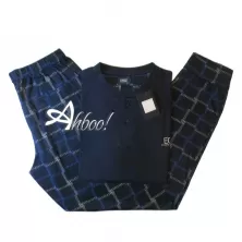 Pigiama uomo estivo Enrico Coveri blu pantalone quadrotti EP1008 di classe