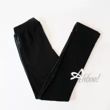 Jadea leggings bimba nero con banda lucida nera
