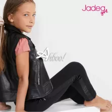 Jadea leggings bambina nero con banda lucida nera