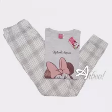 Pigiama Disney donna estivo Minnie Disney pantalone tartan glitter rame