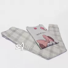 Pigiama donna estivo Minnie Disney pantalone tartan glitter rame