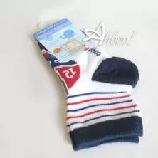 Tris di Calze corte bambino cotone righe con barchetta