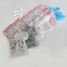 Calze corte bambina cotone con gattino e pois grigio melange
