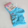 Calze corte azzurre per bambina cotone con gattino e pois