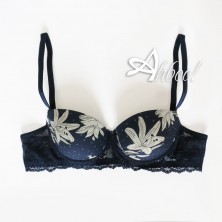 Jadea reggiseno a balconcino + mutandina brasiliana dalie e pizzo Chic blu