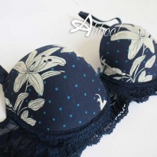 Jadea reggiseno balconcino blu + brasiliana intimo dalie e pizzo Chic completino intimo donna