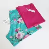 Pigiama estivo con fiori top + shorts verde e fucsia MagicDream