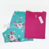 Pigiama estivo con fiori top + shorts verde e fucsia MagicDream