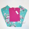 Pigiama donna a fiori verde o skyn in bamboo maglietta + pantalone lungo MagicDream