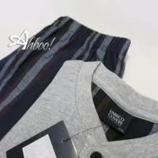 Pigiama uomo pantalone corto stampato righe Enrico Coveri