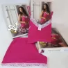 Pigiama donna estivo corto MagicDream flamingo con pizzo e Fibra Bamboo