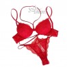 Reggiseno rosso sexy push up + brasiliana string Lormar