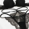 Reggiseno sexy push up + brasiliana string Lormar nero
