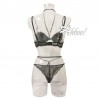 Reggiseno sexy string push up + brasiliana string Lormar nero