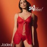 Jadea babydoll rosso in tulle glitter + brasiliana