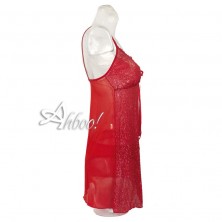 Jadea babydoll rosso in tulle glitter + brasiliana