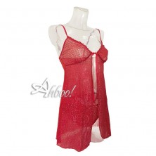 Jadea babydoll rosso in tulle glitter + brasiliana