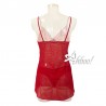 Jadea babydoll rosso in tulle e pizzo + perizoma