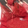 Jadea babydoll rosso in tulle e pizzo + perizoma