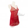 Jadea babydoll rosso in tulle e pizzo + perizoma