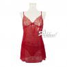 Jadea babydoll rosso in tulle e pizzo + perizoma