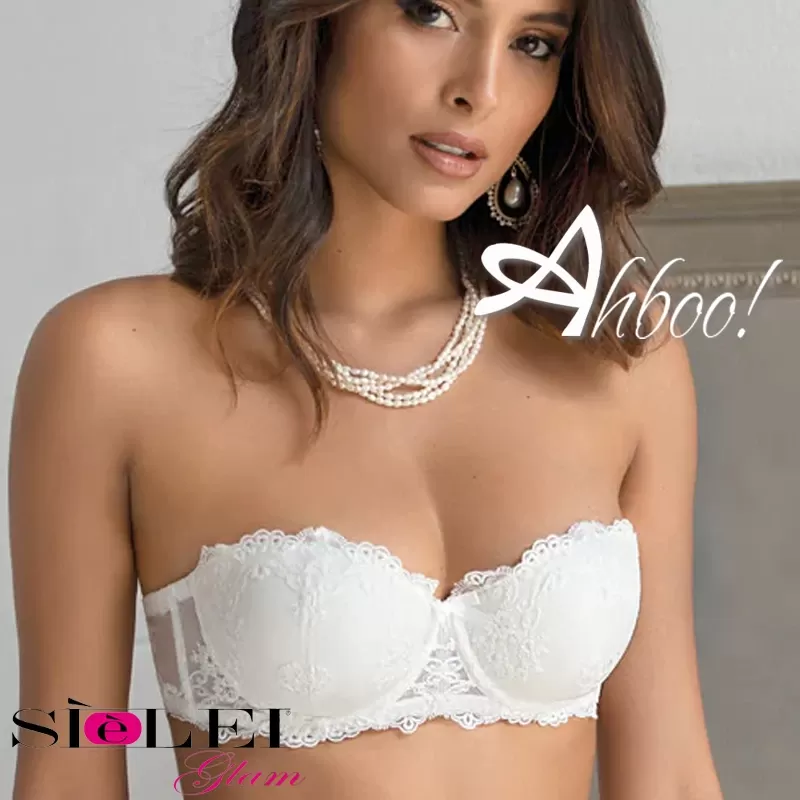 SièLei reggiseno sposa a fascia in tulle ricamato Glam 1948