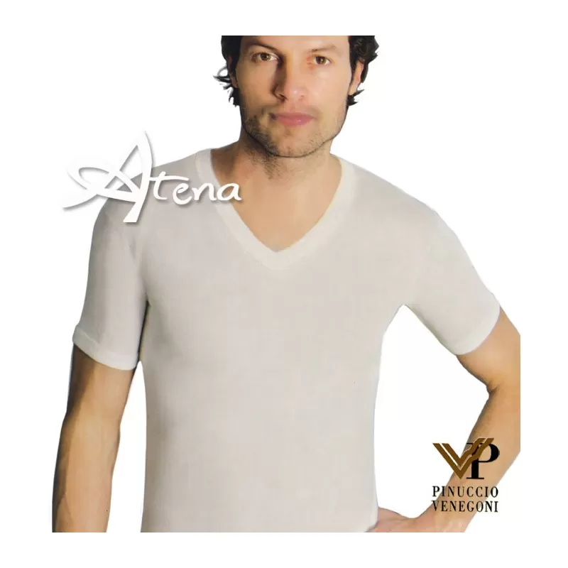 Maglia collo V misto lana cotone interno P. Venegoni 380 Conf. 3PZ