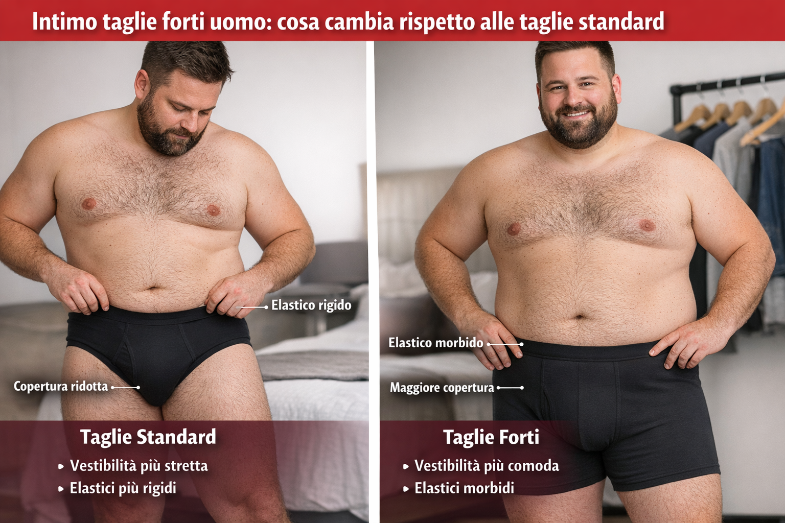 Confronto tra intimo taglie standard e forti