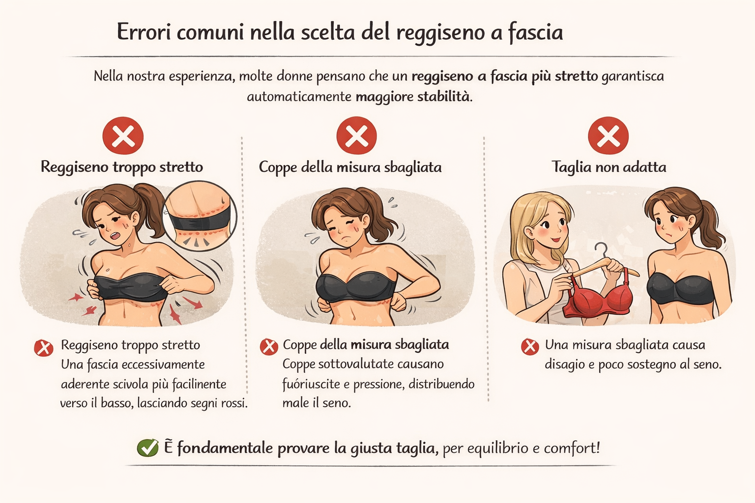 Errori comuni nella scelta del reggiseno a fascia