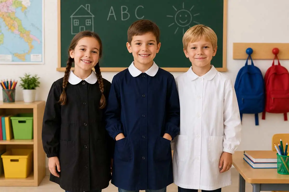 Grembiuli scuola elementare nero blu e bianco per bambini