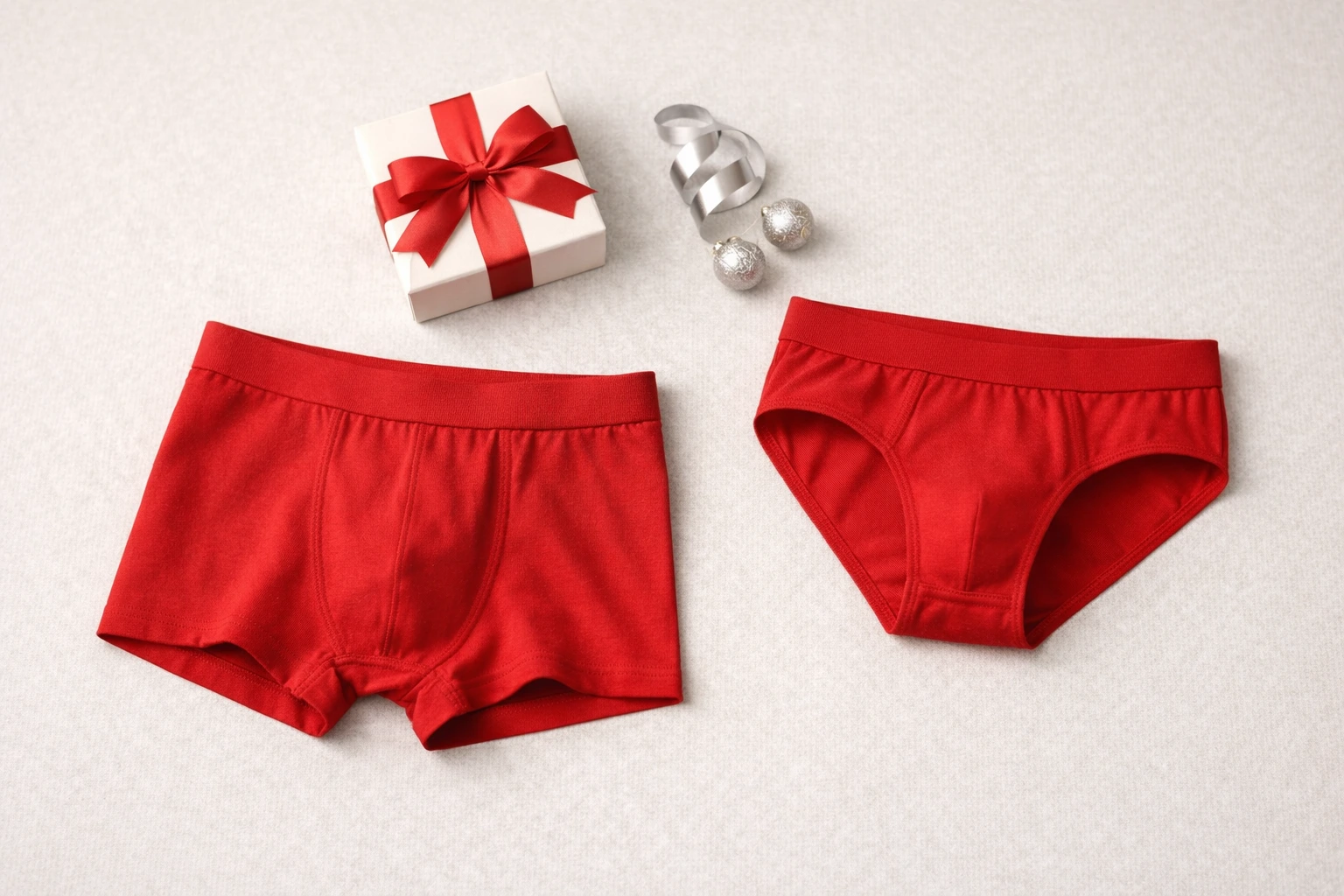 Intimo rosso con decorazioni natalizie