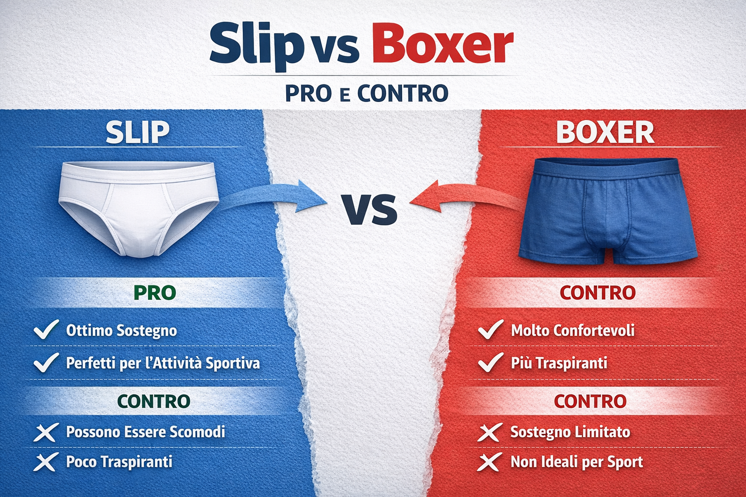 Slip o Boxer pro e contro