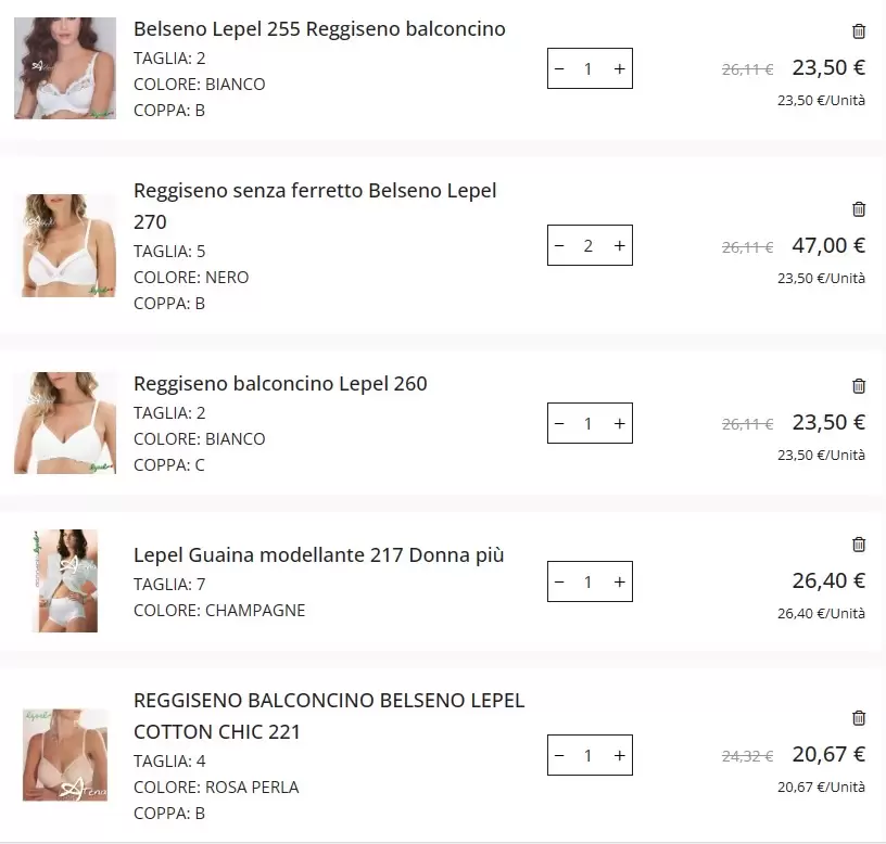 lingerie in saldo tutti i prodotti a soli 5 euro
